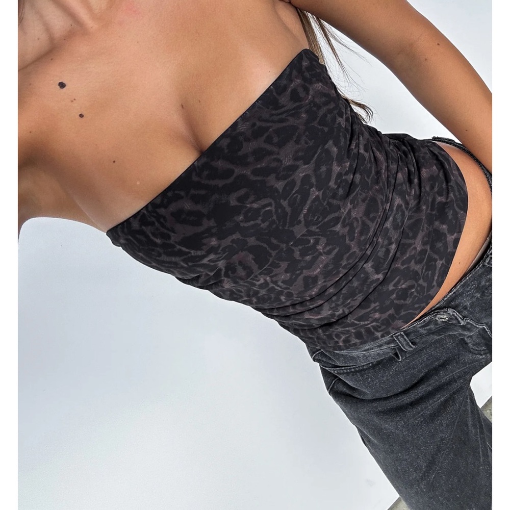 White Fox ooh la la strapless Leopard Print Tube Top